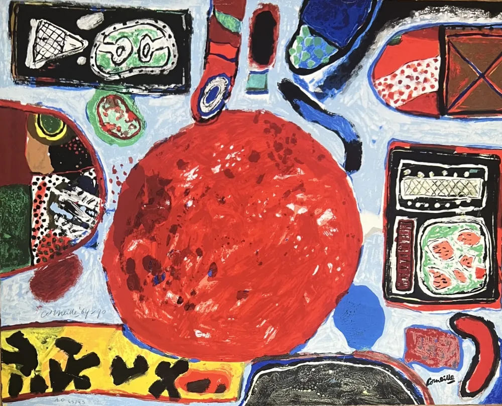 Estampe Numérique Corneille - Edition 45 ex. Composition Abstraite 1964  Archives Officielles Guillaume Corneille