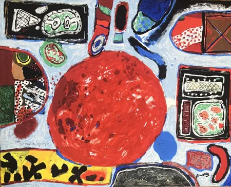 Estampe Numérique Corneille - Edition 45 ex. Composition Abstraite 1964  Archives Officielles Guillaume Corneille