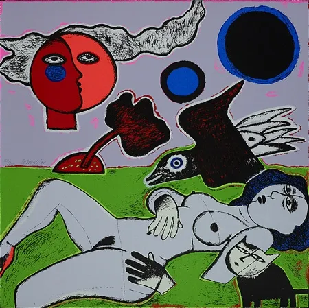 Sérigraphie Corneille - Femme diurne