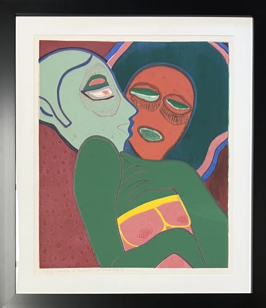 Eau-Forte Et Aquatinte Corneille - Les amants, eau-forte, 1975