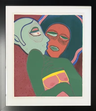 Eau-Forte Et Aquatinte Corneille - Les amants, eau-forte, 1975