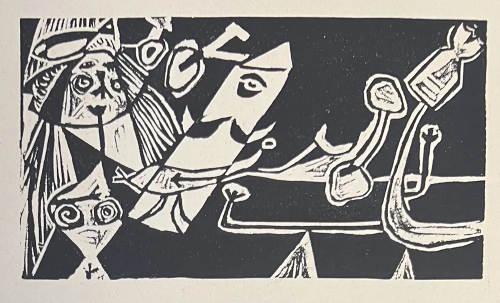 Linogravure Corneille - Linogravure Cobra La Belle d'une journée 1949