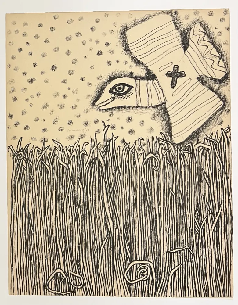 Lithographie Corneille - Lithographie ancienne Herbes, 1973