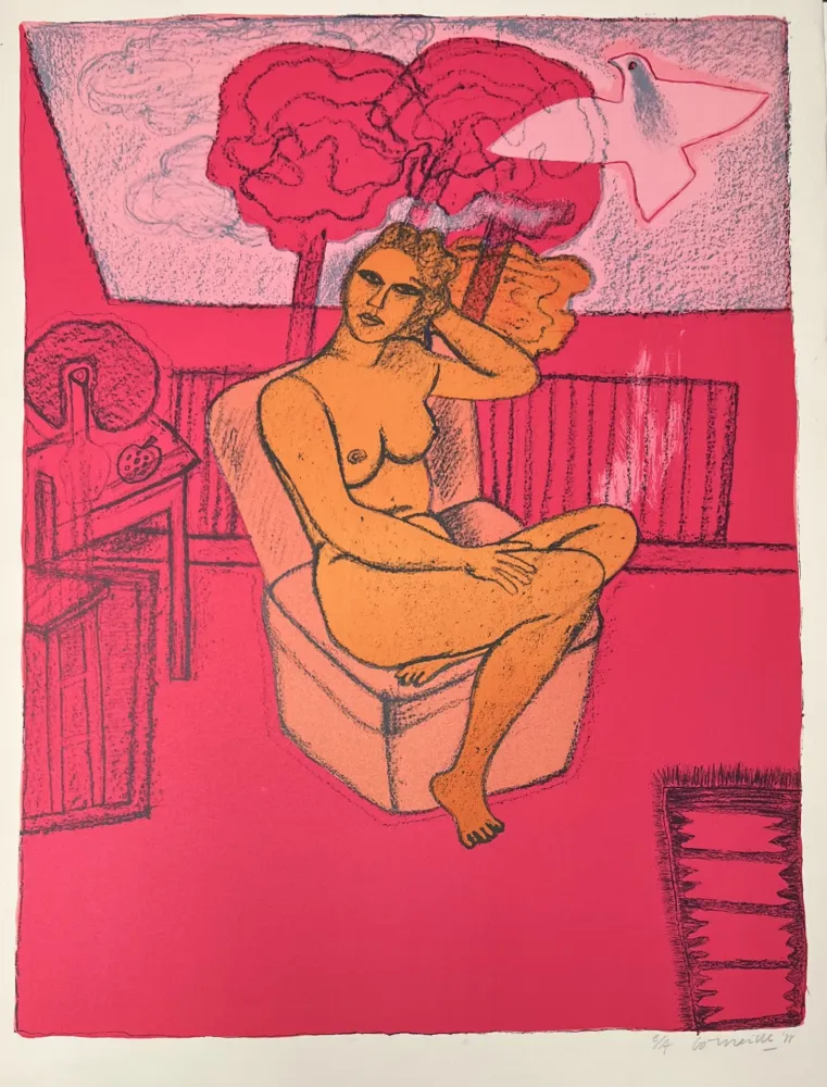Lithographie Corneille - Lithographie Femme à la Fenêtre 1988