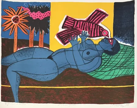 Aucune Technique Corneille - Lithographie L'oiseau proche  Epreuve d'artiste 1988