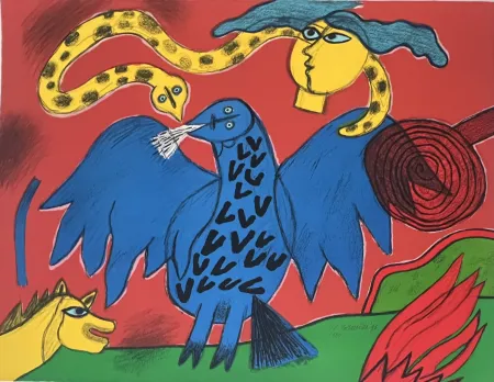 Lithographie Corneille - Lithographie Mémoire de Bali, 1993