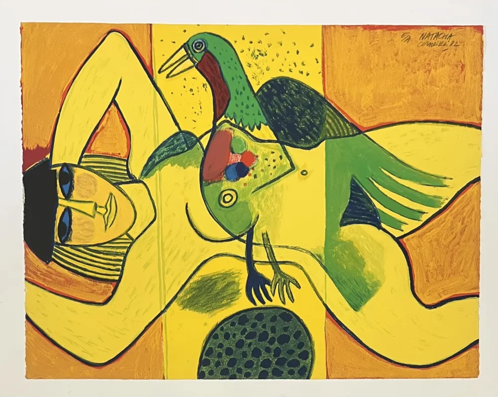 Lithographie Corneille - Lithographie Nu jaune, 1982