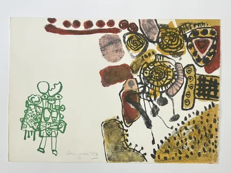 Lithographie Corneille -  Lithographie  signée Femme d'aube et de nuit, 1967