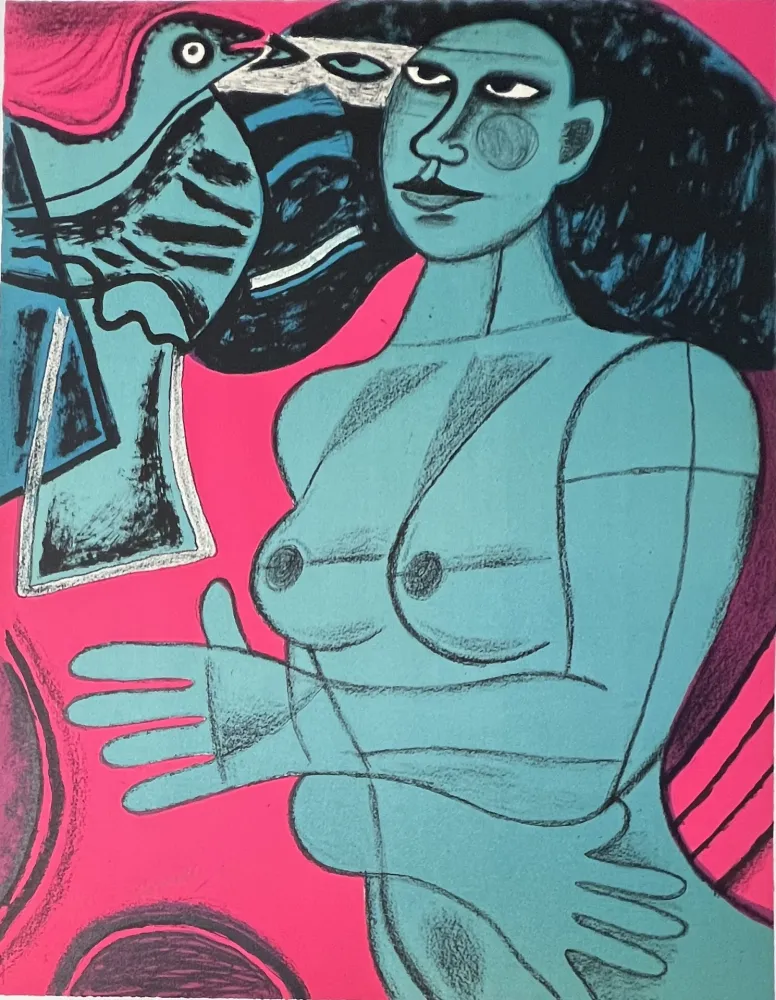 Lithographie Corneille -  Lithographie Tendre est l'oiseau 1991