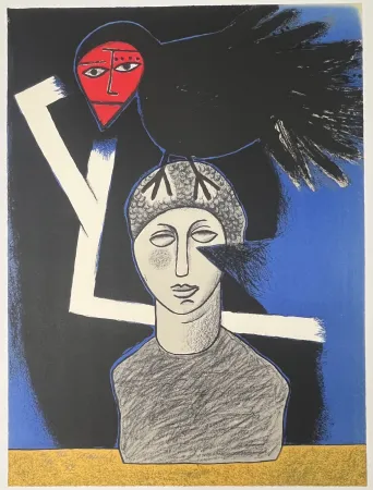 Lithographie Corneille - Lithographie The Raven 1991 E/A - Le corbeau - Hommage à Edgar Allan Poe