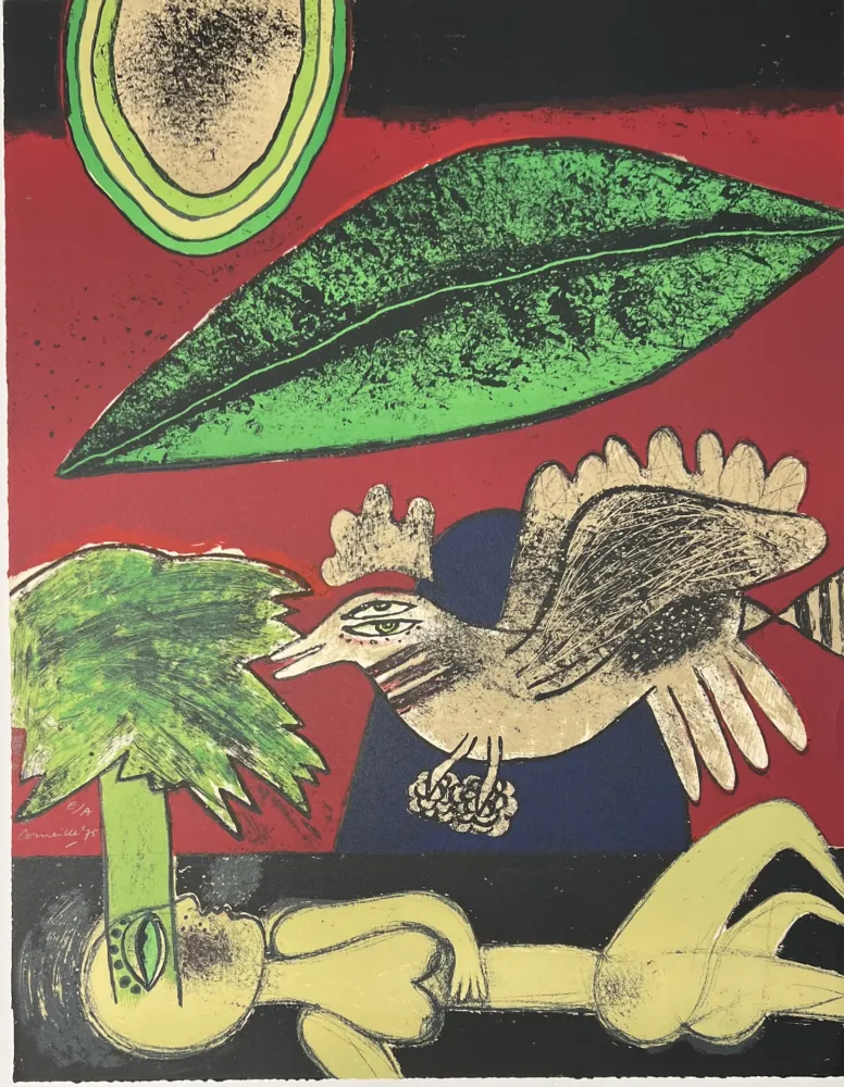 Lithographie Corneille - Lithographie Un rêve vert, 1975