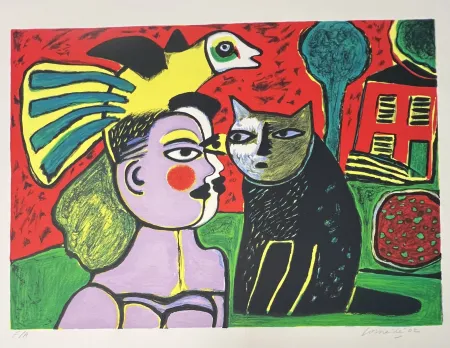 Aucune Technique Corneille - Sérigraphie Le chat noir, 2002