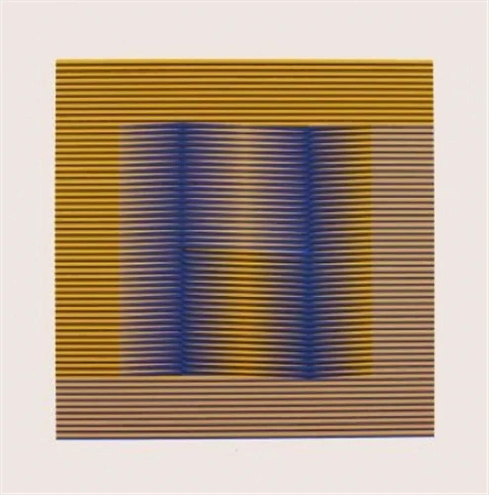 Sérigraphie Cruz-Diez - COMPOSITION EN JAUNE ET VILOET