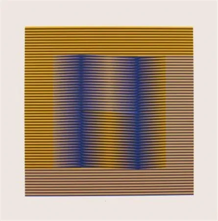 Sérigraphie Cruz-Diez - COMPOSITION EN JAUNE ET VILOET