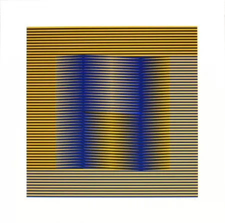 Sérigraphie Cruz-Diez - Induction Chromatique (Blue & Yellow) 