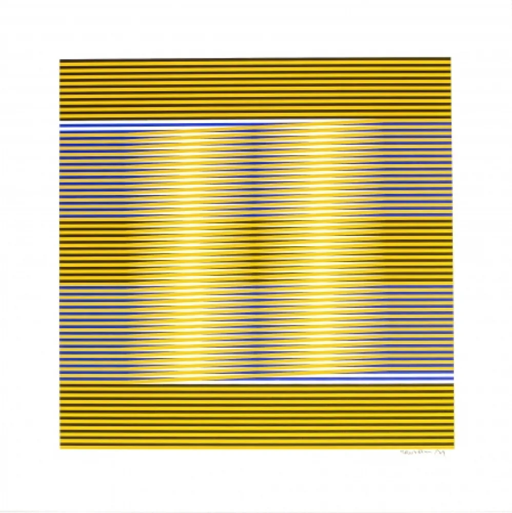 Sérigraphie Cruz-Diez - Induction Chromatique (Blue & Yellow) 
