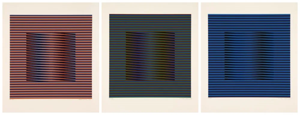 Sérigraphie Cruz-Diez - ORANGE, VERTE y BLEU