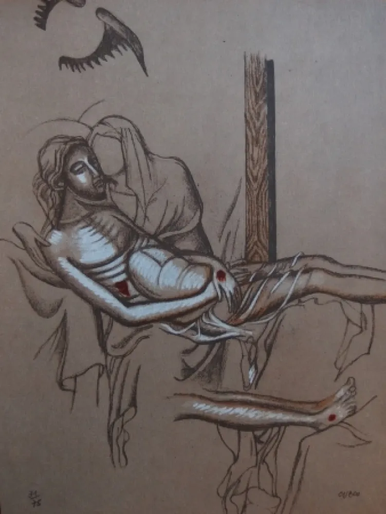 Lithographie Cueco - Descente de Croix