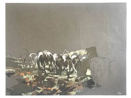 Lithographie Cueco - Meute de chiens II