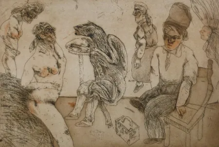 Eau-Forte Et Aquatinte Cuevas - Autorretrato en Blanes