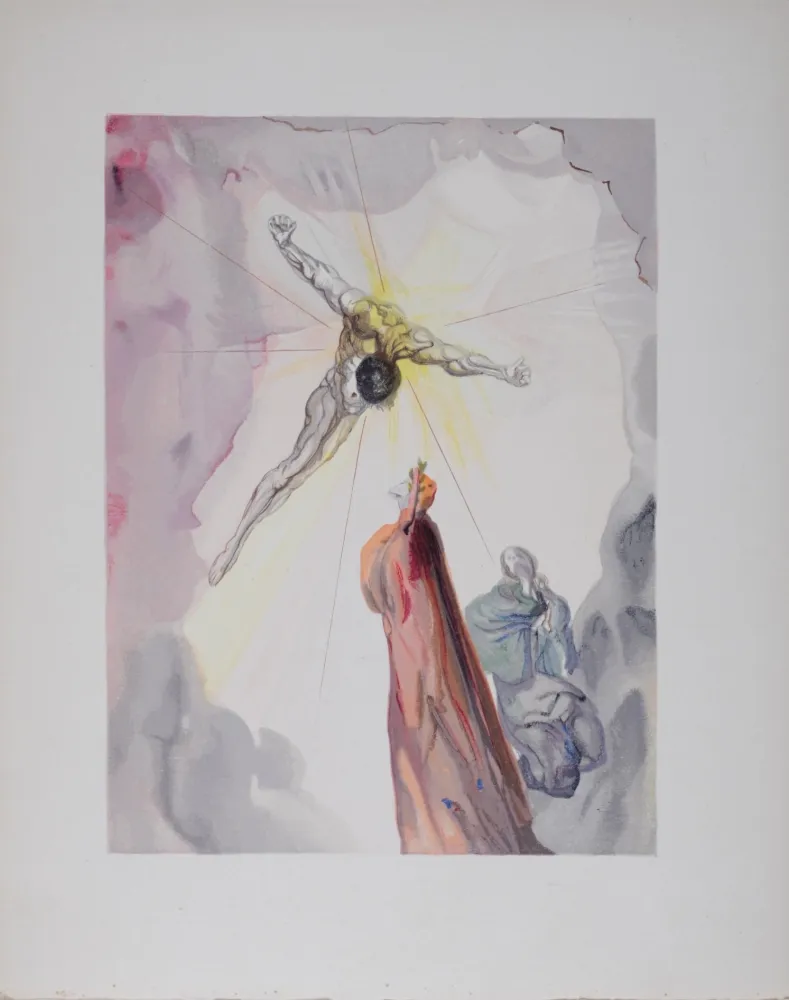 Lithographie Dali - Apparition du Christ