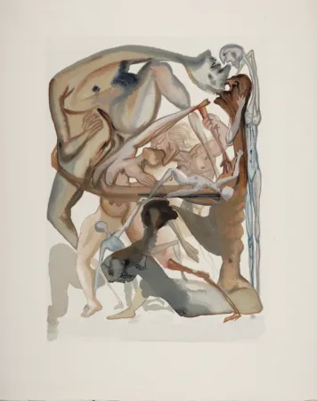 Gravure Sur Bois Dali - Au bord du 7ème Bolge, 1963