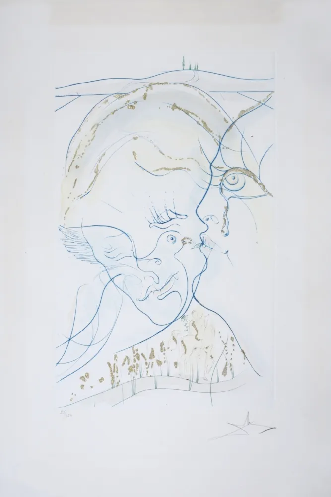 Gravure Dali - Cantique des Cantiques : Les Yeux de colombe de la Mariée, 1971 - Hand-signed
