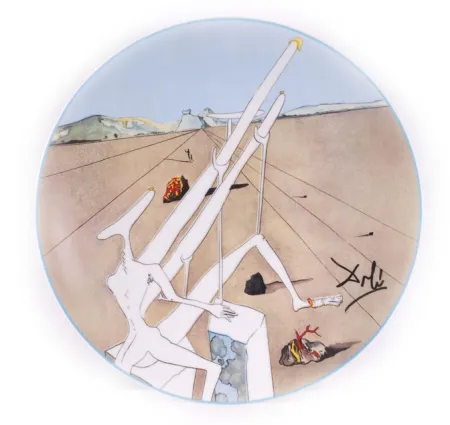 Céramique Dali - Dali Martien muni d'un double microscope Holo-électrique (La Conquête du Cosmos)