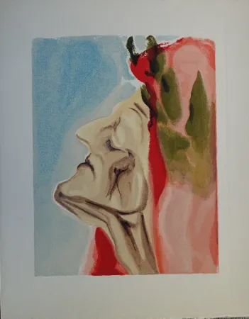 Gravure Sur Bois Dali - Divine Comédie, Paradis 7, Le doute de Dante