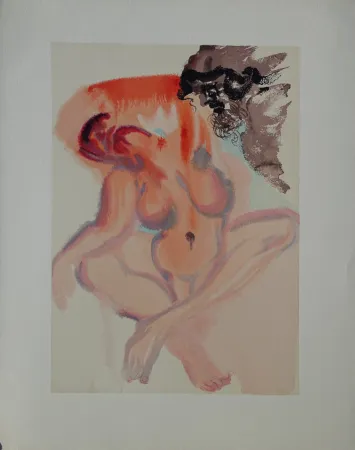 Gravure Sur Bois Dali - Divine Comédie, Purgatoire 3, Les indolents