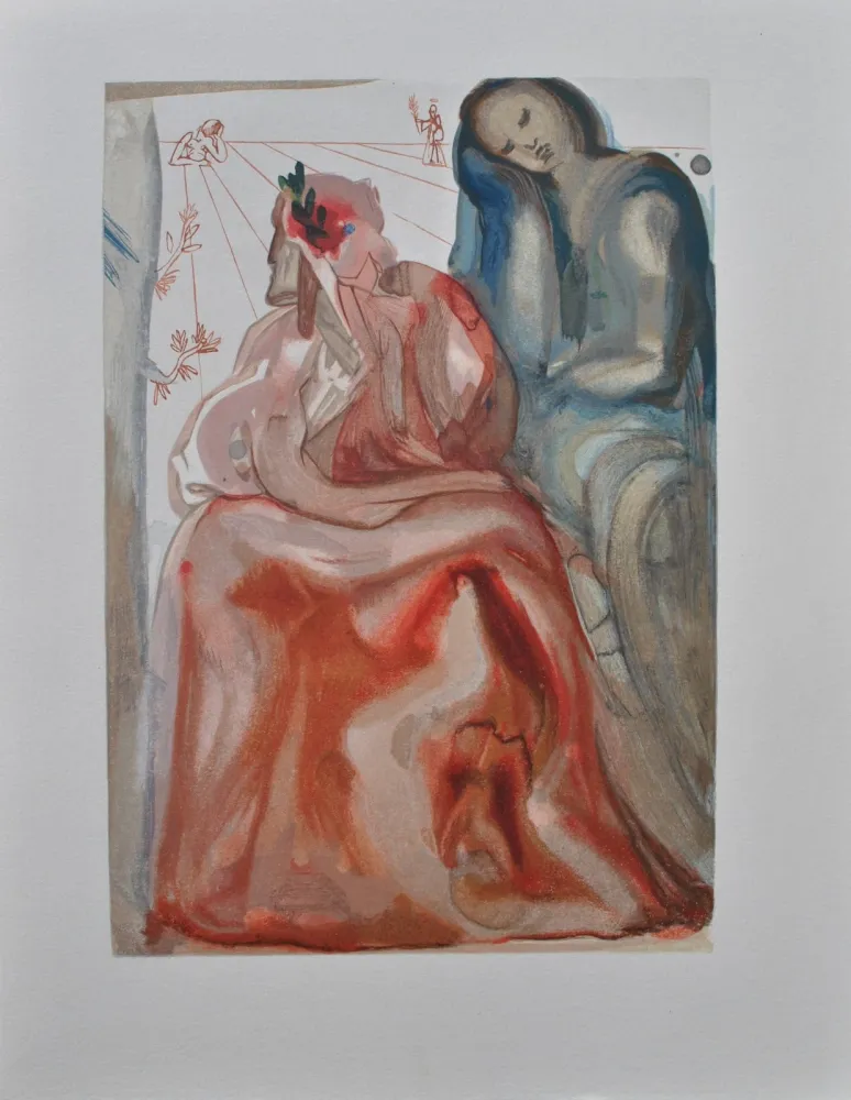 Gravure Sur Bois Dali - Divine Comédie, Purgatoire 31, La confession de Dante