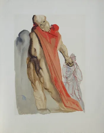 Gravure Sur Bois Dali - Divine Comédie, Purgatoire 5, Les reproches de Virgile