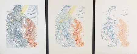 Gravure Sur Bois Dali - Divine Comedy Heaven Canto 14 Decomposition (3 Pieces)