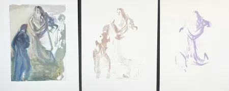 Gravure Sur Bois Dali - Divine Comedy Heaven Canto 27 Decomposition (3 Pieces)