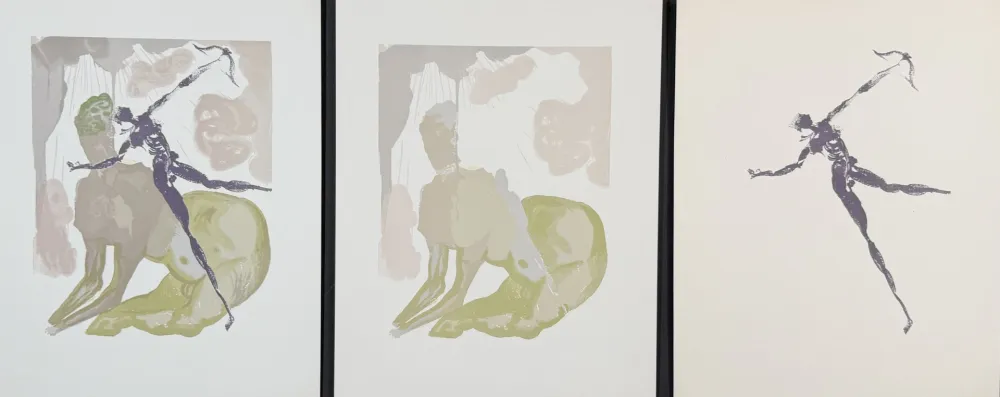 Gravure Sur Bois Dali - Divine Comedy Hell Canto 12 Decomposition (3 Pieces)