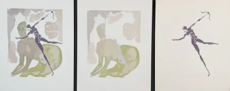 Gravure Sur Bois Dali - Divine Comedy Hell Canto 12 Decomposition (3 Pieces)