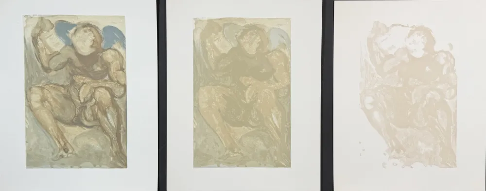 Gravure Sur Bois Dali - Divine Comedy Purgatory Canto 15 Decomposition (3 Pieces)