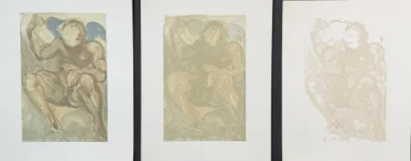 Gravure Sur Bois Dali - Divine Comedy Purgatory Canto 15 Decomposition (3 Pieces)