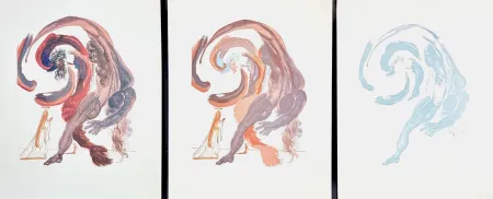 Gravure Sur Bois Dali - Divine Comedy Purgatory Canto 18 Decomposition 3 Pieces