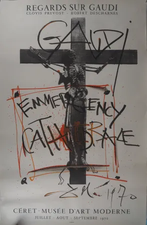 Lithographie Dali - Emmergency Cathedrale : Gaudi
