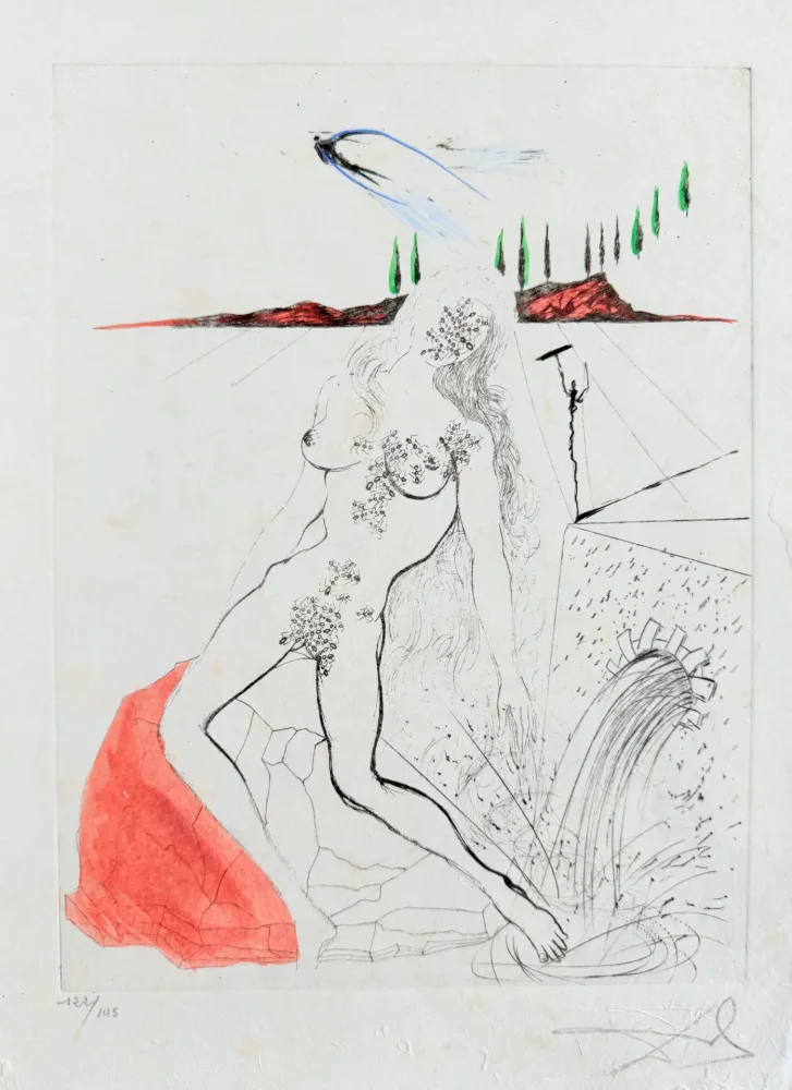 Gravure Dali - Femme à la fontaine
