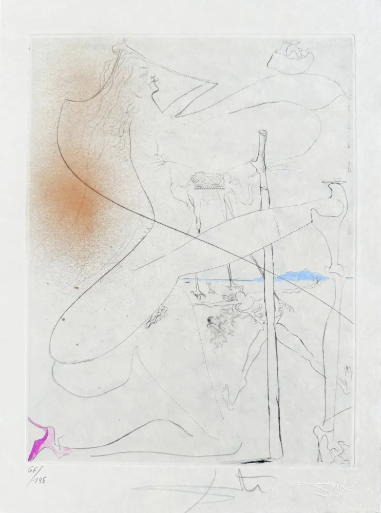 Gravure Dali - Femme à le béquille