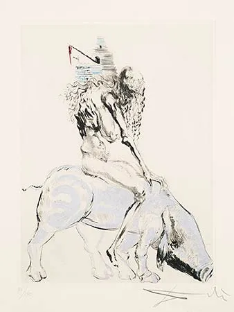 Gravure Dali - Femme au Couchon (Woman with a Pig)