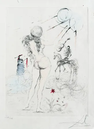 Gravure Dali - Femme, cheval et la mort