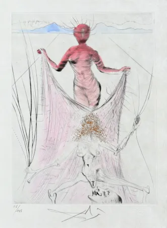 Gravure Dali - Femme tenant le voile