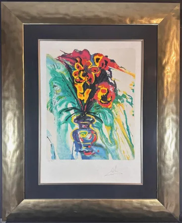 Lithographie Dali - Fleurs Surréaliste Gala Bouquet