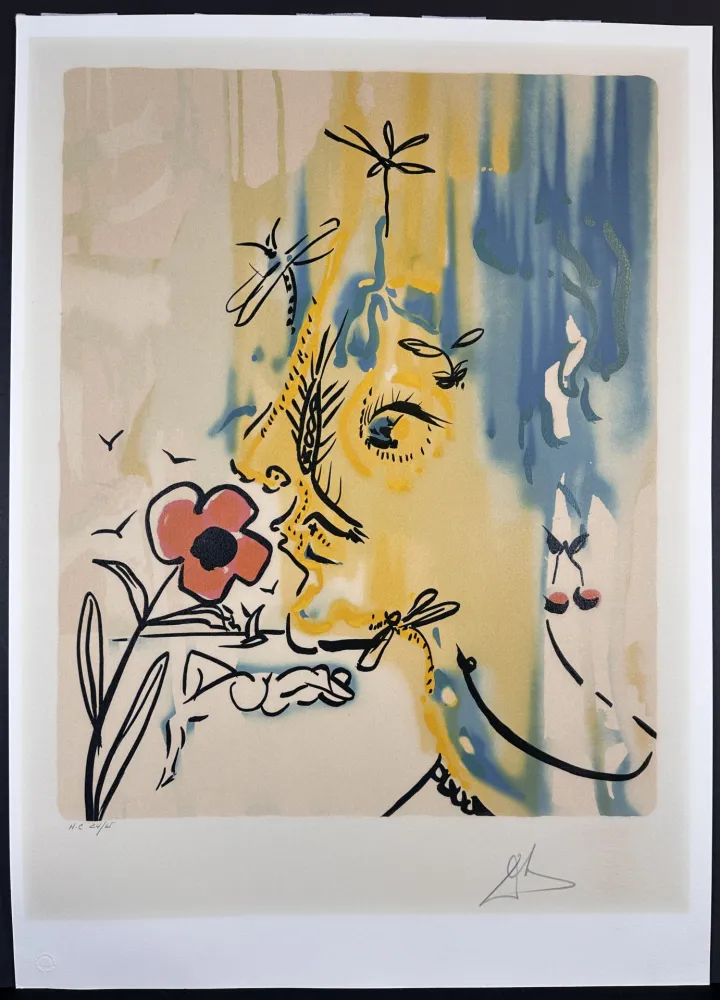Lithographie Dali - Fleurs Surrealiste Vanishing Face