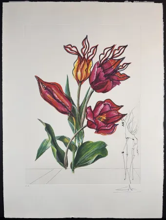 Gravure Dali - Florals Tulips Girafe en Feu