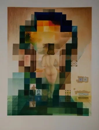 Lithographie Dali - Gala regardant la mer Meditèrranèe qui, à vingt mètres, se transforme en portrait d'Abraham Lìncoln