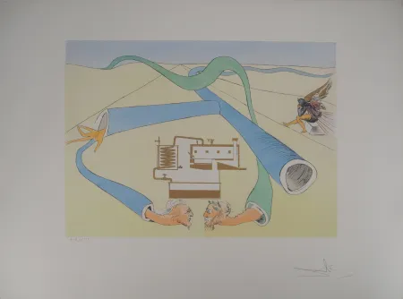 Gravure Dali - Hommage à Léonard de Vinci : le cracking du pétrole